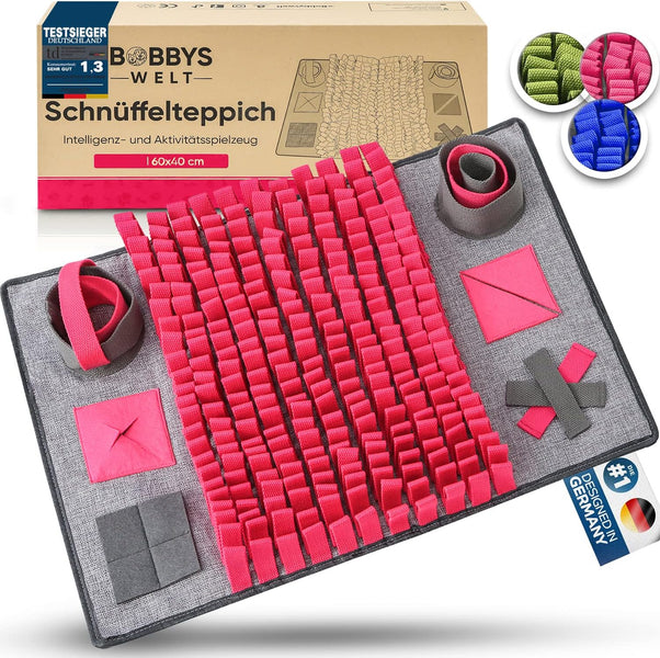 BOBBYS WELT® Schnüffelteppich [Testsieger] für Hunde & Katzen + GRATIS E-Book - Interaktives bissfestes Intelligenzspielzeug zur Förderung und Auslastung