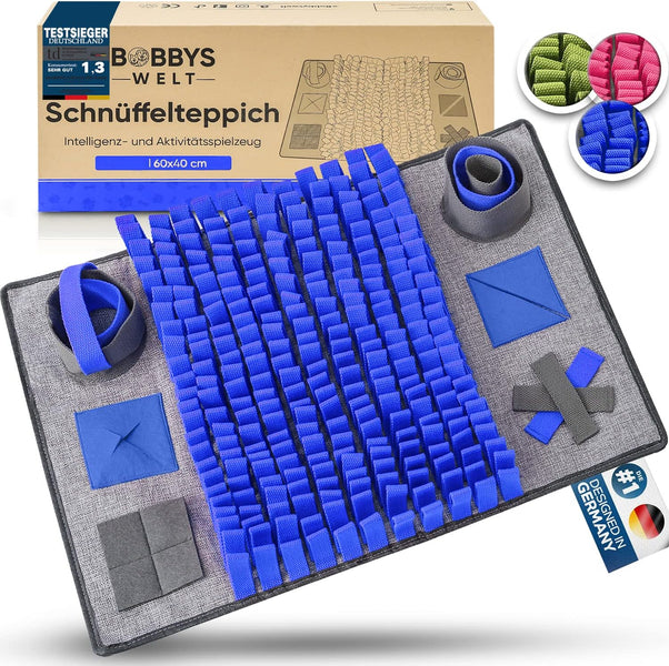BOBBYS WELT® Schnüffelteppich [Testsieger] für Hunde & Katzen + GRATIS E-Book - Interaktives bissfestes Intelligenzspielzeug zur Förderung und Auslastung