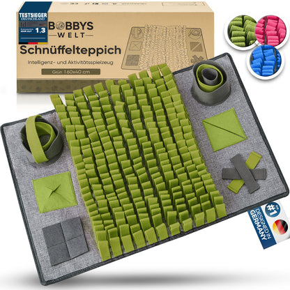 BOBBYS WELT® Schnüffelteppich [Testsieger] für Hunde & Katzen + GRATIS E-Book - Interaktives bissfestes Intelligenzspielzeug zur Förderung und Auslastung | Grün